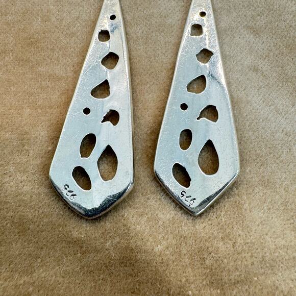 Sterling Silver 925 Dangle Pendant Drop Earrings Post Back Pierced Ears - Picture 3 of 6